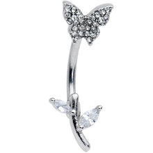 Load image into Gallery viewer, Clear Gem Branch Butterfly Top Mount Belly Ring
