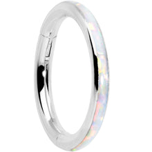 Load image into Gallery viewer, 16G 5/16 White Synthetic Opal Forward Facing Hinged Segment Ring
