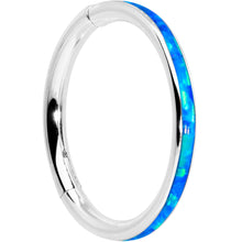 Load image into Gallery viewer, 16G 3/8 Blue Synthetic Opal Forward Facing Hinged Segment Ring
