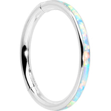Load image into Gallery viewer, 16G 3/8 White Synthetic Opal Forward Facing Hinged Segment Ring
