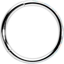 Load image into Gallery viewer, 16G 3/8 White Synthetic Opal Forward Facing Hinged Segment Ring
