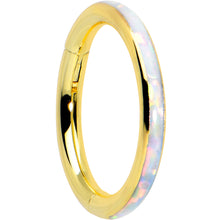 Load image into Gallery viewer, 16G 5/16 White Synth Opal Gold Tone Forward Facing Segment Ring
