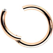 Load image into Gallery viewer, 16G 5/16 White Synth Opal Rose Gold Hue Forward Face Segment Ring
