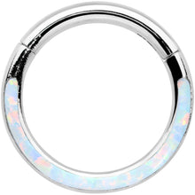 Load image into Gallery viewer, 16G 5/16 White Synthetic Opal Bottom Curve Hinged Segment Ring
