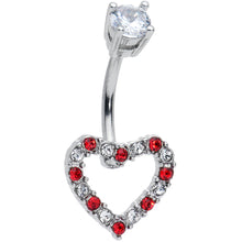 Load image into Gallery viewer, Clear Red Gem Hollow Heart Valentines Day Belly Ring
