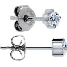 Load image into Gallery viewer, 20G Clear CZ Gem 3mm G23 Titanium Post Stud Earrings
