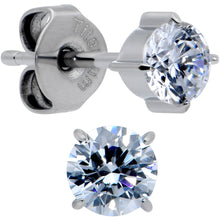 Load image into Gallery viewer, 20G Clear CZ Gem 4mm G23 Titanium Post Stud Earrings
