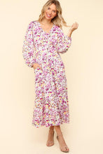 Load image into Gallery viewer, Lilac Full Size Floral V-Neck Long Sleeve Dress With Side Pockets Elegant &amp; Practical Dress
