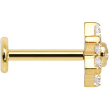 Load image into Gallery viewer, 16G 1/4 Clear CZ Gem Gold Tone G23 Titanium Flower Labret Tragus
