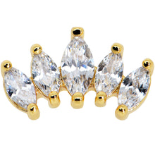 Load image into Gallery viewer, 16G 1/4 Clear CZ Gem Gold Tone Fan Internal Thread Labret Tragus
