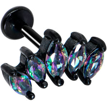 Load image into Gallery viewer, 16G 1/4 Clear CZ Gem Black Fan Internally Threaded Labret Tragus
