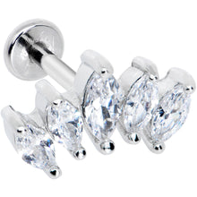 Load image into Gallery viewer, 16G 1/4 Clear CZ Gem Fan Internally Threaded Labret Monroe Tragus
