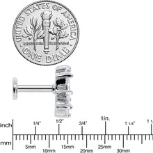 Load image into Gallery viewer, 16G 1/4 Clear CZ Gem Fan Internally Threaded Labret Monroe Tragus
