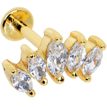 Load image into Gallery viewer, 16G 5/16 Clear CZ Gem Gold Tone Crown Labret Monroe Tragus
