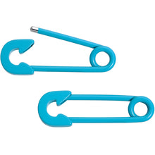 Load image into Gallery viewer, 14G 3/4 Teal Matte Punk Rock Safety Pin Barbell Nipple Ring Set
