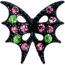 Load image into Gallery viewer, 16G 1/4 Pink Green Gem Black Bat Wings Halloween Cartilage Tragus
