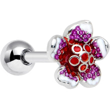 Load image into Gallery viewer, 16G 1/4 Purple Red Flower in Flower Cartilage Tragus Earring
