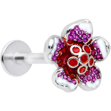 Load image into Gallery viewer, 16G 5/16 Purple Red Flower in Flower Labret Monroe Tragus
