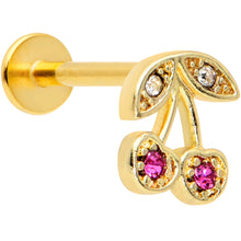Load image into Gallery viewer, 16G 5/16 Clear Purple Gem Gold Tone Very Cherry Labret Tragus
