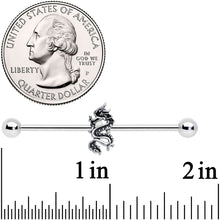 Load image into Gallery viewer, 14G Regal Medieval Dragon Industrial Barbell 38mm

