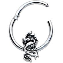 Load image into Gallery viewer, 16G 3/8 Regal Medieval Dragon Hinged Segment Ring
