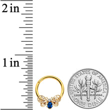 Load image into Gallery viewer, 16G 3/8 Blue Gem Gold Tone Beautiful Bee Hinged Segment Ring
