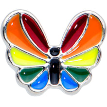 Load image into Gallery viewer, 20G 1/4 Pride Rainbow Stripes Butterfly Nose Bone

