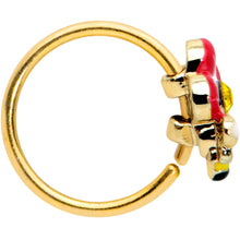 Load image into Gallery viewer, 20G 5/16 Yellow Gem Gold Tone Queen Bee Flower Nose Hoop
