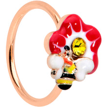 Load image into Gallery viewer, 20G 5/16 Yellow Gem Rose Gold Tone Queen Bee Flower Nose Hoop
