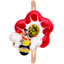 Load image into Gallery viewer, 20G 5/16 Yellow Gem Rose Gold Tone Queen Bee Flower Nose Hoop
