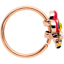 Load image into Gallery viewer, 20G 5/16 Yellow Gem Rose Gold Tone Queen Bee Flower Nose Hoop
