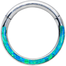 Load image into Gallery viewer, 16G 5/16 Green Synthetic Opal Bottom Curve Hinged Segment Ring
