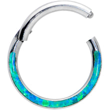 Load image into Gallery viewer, 16G 5/16 Green Synthetic Opal Bottom Curve Hinged Segment Ring
