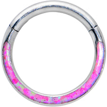 Load image into Gallery viewer, 16G 5/16 Pink Synthetic Opal Bottom Curve Hinged Segment Ring

