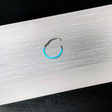 Load image into Gallery viewer, 16G 3/8 Aqua Synthetic Opal Bottom Curve Hinged Segment Ring
