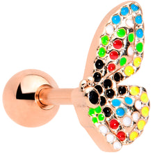 Load image into Gallery viewer, 16G 1/4 Rose Gold Tone Mosaic Butterfly Cartilage Tragus Earring
