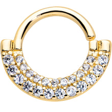 Load image into Gallery viewer, 16G 5/16 Clear CZ Gem Gold Tone Double Drama Closure Ring
