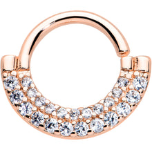 Load image into Gallery viewer, 16G 5/16 Clear CZ Gem Rose Gold Tone Double Drama Closure Ring
