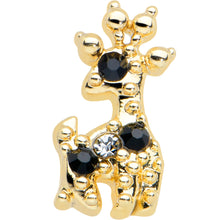 Load image into Gallery viewer, 20G 1/4 Black Gem Gold Tone Decadent Deer Nose Bone
