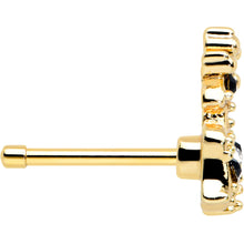 Load image into Gallery viewer, 20G 1/4 Black Gem Gold Tone Decadent Deer Nose Bone
