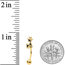 Load image into Gallery viewer, 16G 5/16 Black Gem Gold Tone Decadent Deer Curved Eyebrow Ring
