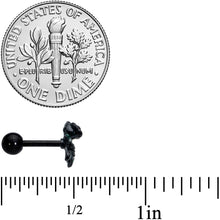 Load image into Gallery viewer, 16G 1/4 Black Skeleton Flower Halloween Cartilage Tragus Earring
