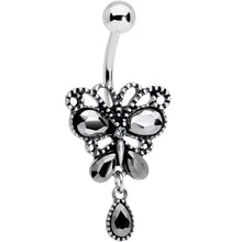Load image into Gallery viewer, Black Gem Abstract Bow Dangle Belly Ring
