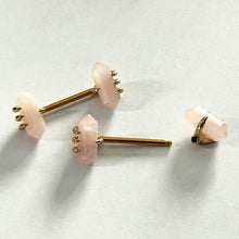 Load image into Gallery viewer, 14G 9/16 Pink Rose Quartz Gold Tone Claw Barbell Nipple Ring Set
