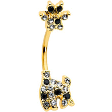 Load image into Gallery viewer, Clear Black Gem Gold Tone Decadent Deer Belly Ring
