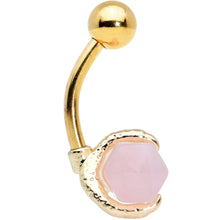 Load image into Gallery viewer, Pink Rose Quartz Stone Gold Tone Claw Belly Ring
