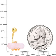 Load image into Gallery viewer, Pink Rose Quartz Stone Gold Tone Claw Belly Ring
