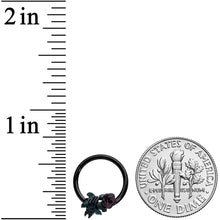Load image into Gallery viewer, 16G 3/8 Black Skeleton Flower Halloween Hinged Circular Ring
