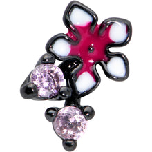 Load image into Gallery viewer, 16G 5/16 Pink Gem Black Fanciful Flower Labret Monroe Tragus
