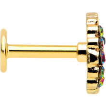Load image into Gallery viewer, 16G 1/4 Aurora Black Gem Gold Tone Owl Moon Labret Monroe Tragus
